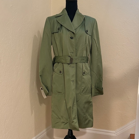Cole Haan Olive Belted Trench Coat - Picture 1 of 8